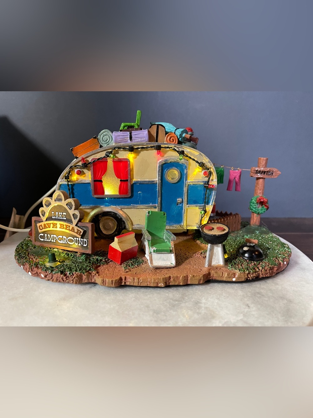 Lemax 2012 Carole towne collection. Lake cave bear campground village piece